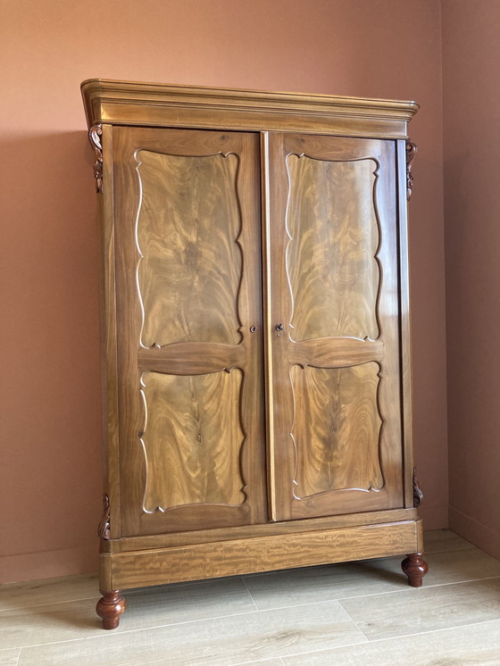 Image 1 of Antique Mahogany Wooden Biedermeier Cupboard