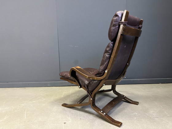 Image 1 of Fauteuil vintage scandinave en cuir et bois courbé, années 1970