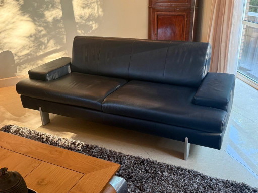 Rolf Benz AK644 2x zwart leder 2,5 zits (nieuwstaat)