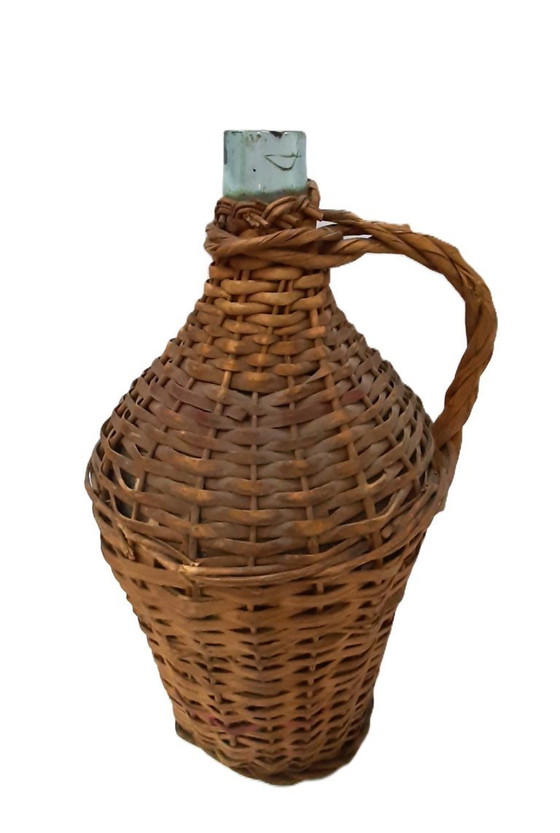 Image 1 of Dame-jeanne ancienne en osier H 40 cm