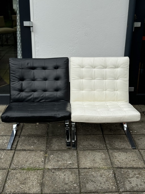 Pair Of Barcelona Style Leather Chairs