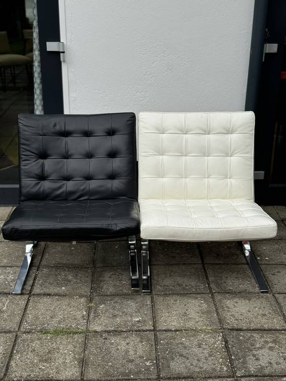 Image 1 of Pair Of Barcelona Style Leather Chairs