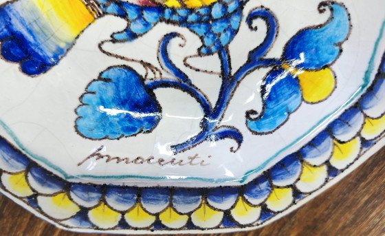 Splendido Piatto / Ciotola da Parete Vintage Romano Innocenti Maiolica Italiana – Firmato (1985), 22 cm (photo 4 of 9)
