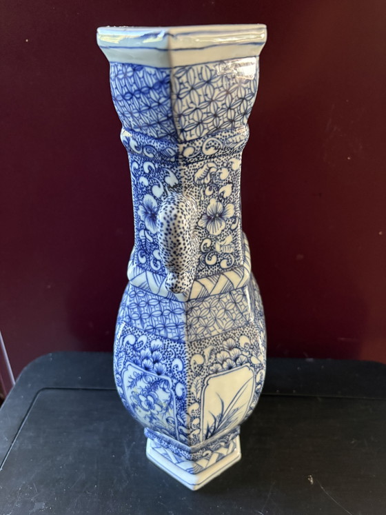 Beautiful Antique Chinese Blue and White Vase 1875-1908 – asian vases from Holland, Porcelain (photo 3 of 11)