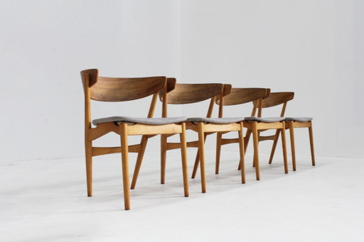 Vintage Deense eetkamerstoelen model 7 Helge Sibast set van 4