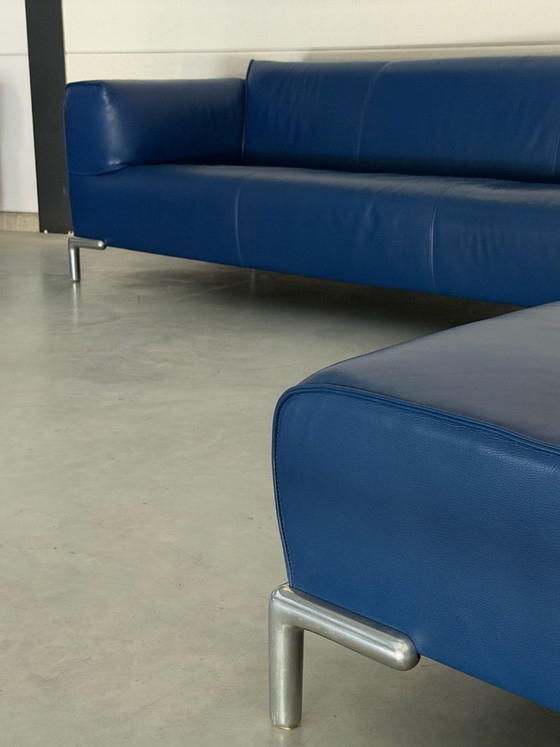 Bert Plantagie sofa and Chaise longue - blue leather, Metal, Modern (photo 14 of 15)