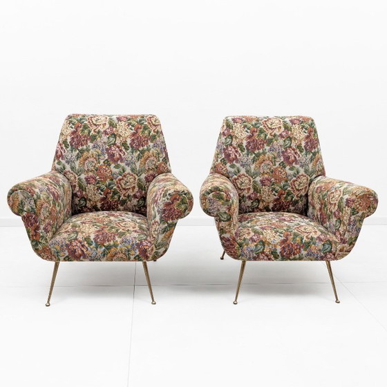 Image 1 of Pair of Gigi Radice Mid-Century Modern Italian Armchairs for Minotti, 50s