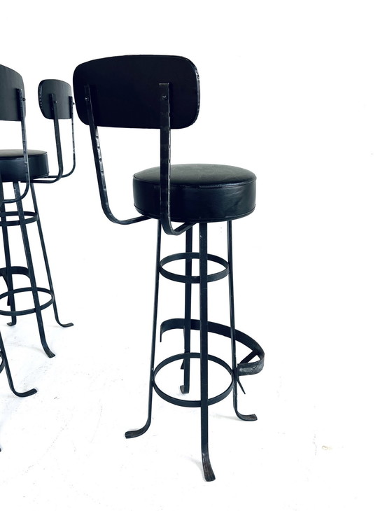 Image 1 of 6x Vintage Barstool Wrought Iron '60