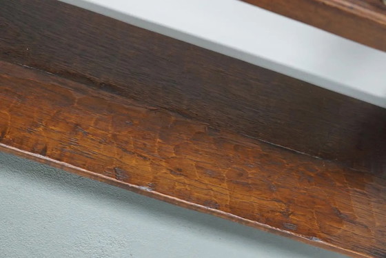 Image 1 of Vintage Franse rustieke landelijke eikenhouten bijzettafel