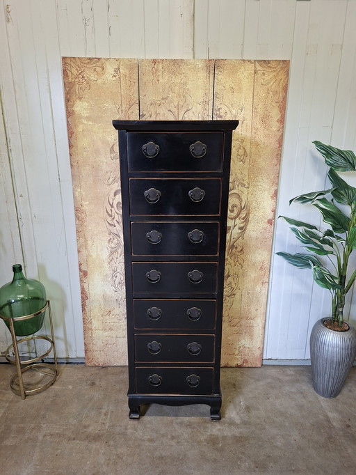 Cassettiera cinese alta, mobile da farmacia, schedario, dimensioni 50x41 cm e altezza 149 cm.