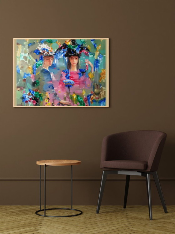 Original Oil Painting Abstract Expressionism Figurative Carnival – Paintings & Drawings, Canvas (photo 2 of 10)