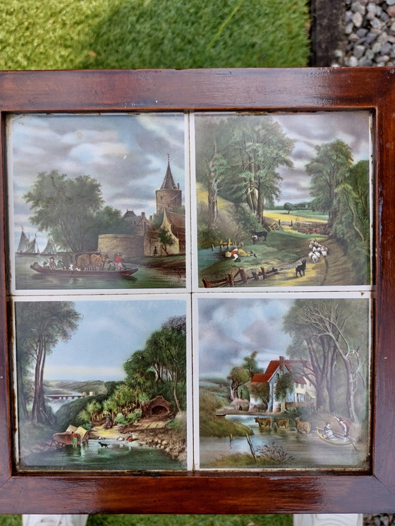 Image 1 of Tavolo occasionale/portavasi in stile Art déco con vassoio in piastrelle