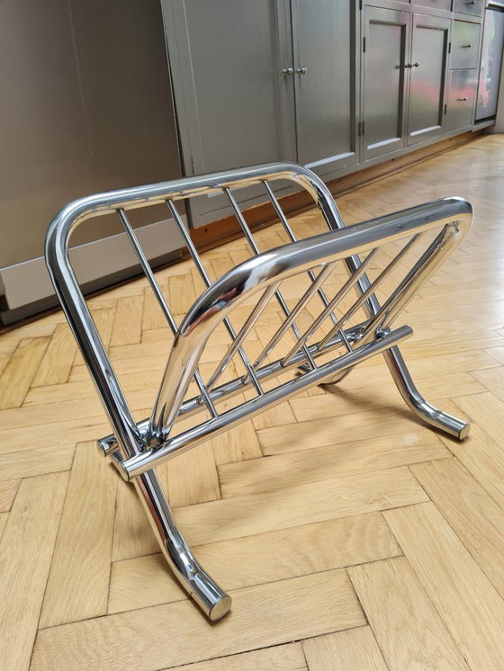 Image 1 of Chrome magazine rack, Zack Design, 1980s