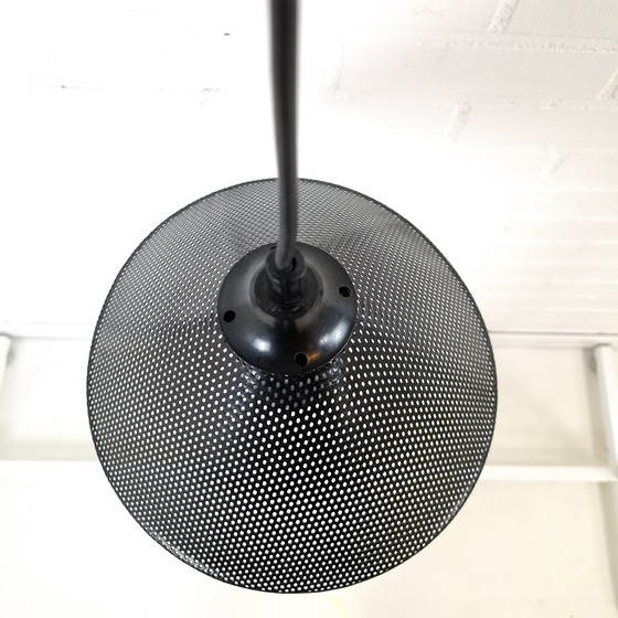 Image 1 of Vintage pendant lamp Memphis Milano 80s perforated black
