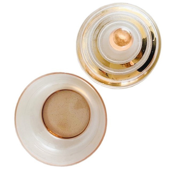 Image 1 of Bombonera Art Déco de cristal dorado rosa años 50