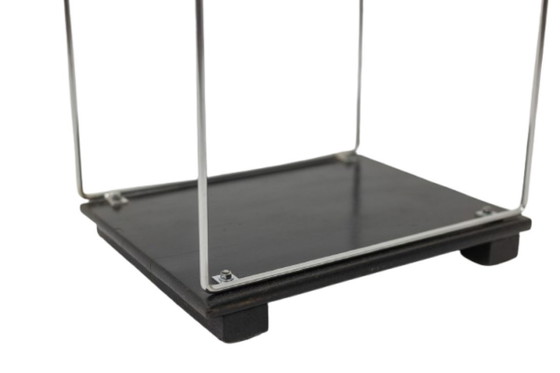 Image 1 of Set of 3 chrome-plated metal and glass shelves. 1970s