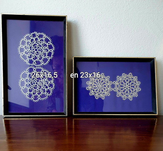 Image 1 of 4 Cornici antiche con pizzo di Bruxelles e di Mechelen, Dimensioni delle ultime 2 foto