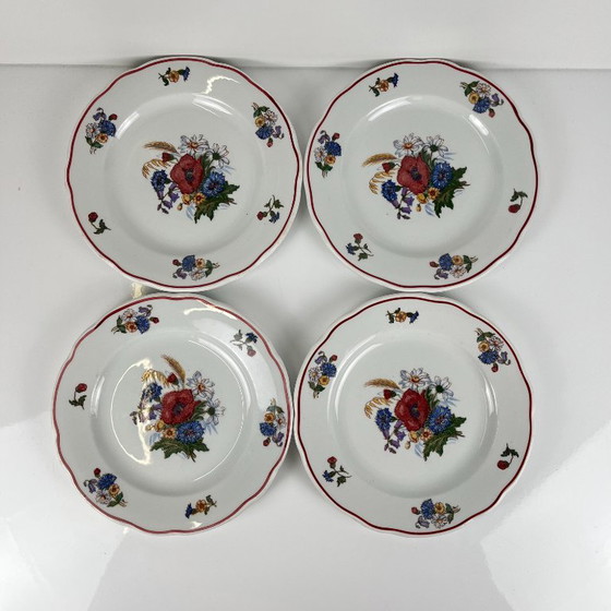 Set de 4 Assiettes à Dessert "Agreste", Sarreguemines, Fin XXe, Pyroblan – Vaisselle, Porcelain (photo 6 of 8)