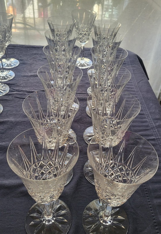 Image 1 of Set of Saint Louis Tarn pattern crystal glasses, France, 1950