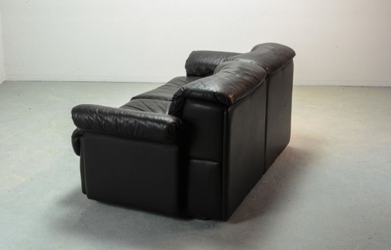 Superbe canapé lounge deux places De Sede DS17 en cuir lisse brun noirâtre, style milieu du siècle. Suisse, (photo 10 of 20)