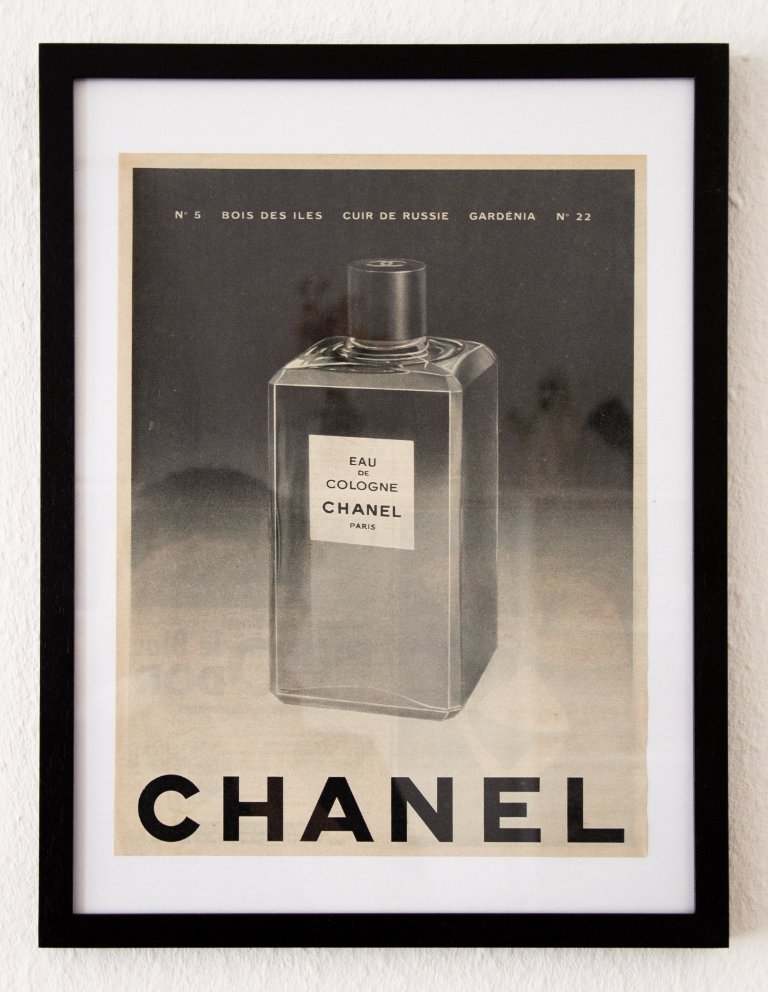 Original Vintage Chanel Eau de Cologne Advertisement Poster 1961
