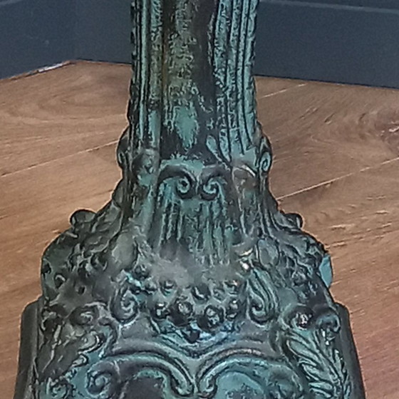 Image 1 of Antieke keramische zuil met bronzen patina