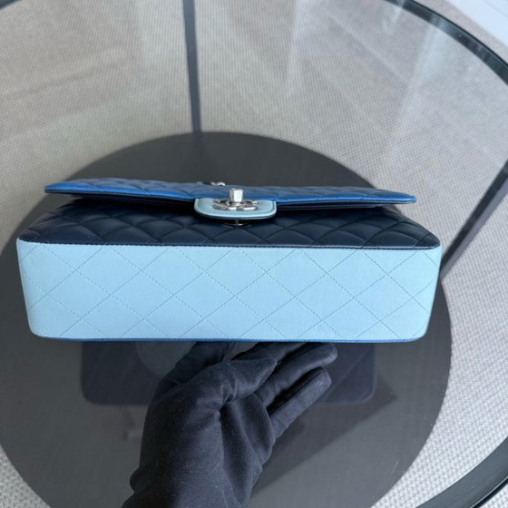 Image 1 of Chanel Classic Flap Medium - 25CM Quilted Lambskin Tri-Color Blue Silver Hardware Series 22