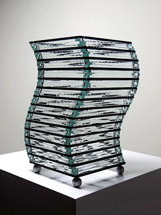 Image 1 of Corps de lampe sculpturale design "Stacked Glass" vintage 75-85's moderniste