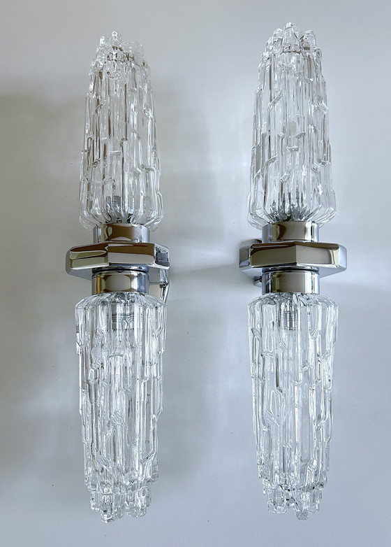 Image 1 of 2X Very Large Space Age Glass Wall Lights