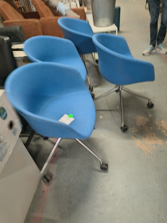 4 HAY Design Vintage Office Chairs In Blue – Plastic, Textile (photo 6 of 7)