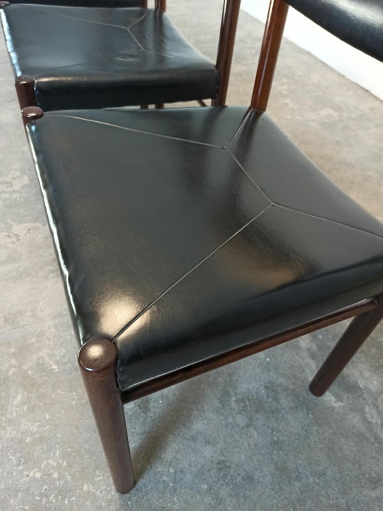 Lot de 4 chaises de salle à manger mid-century, Skaï, Bois, Noir (photo 15 sur 15)