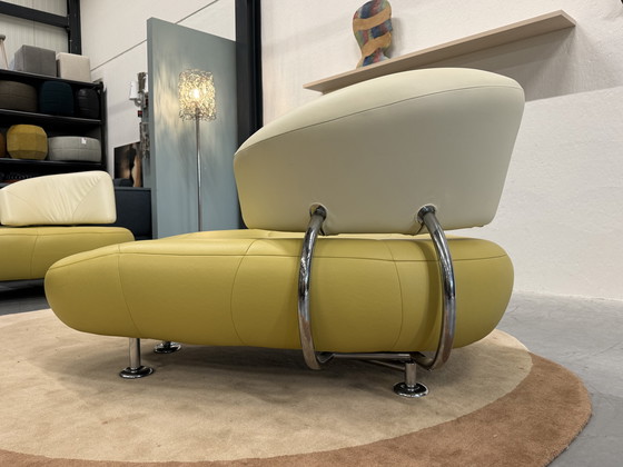 Image 1 of Leolux Kikko Chaise Longue Fauteuil geel Groen Creme 