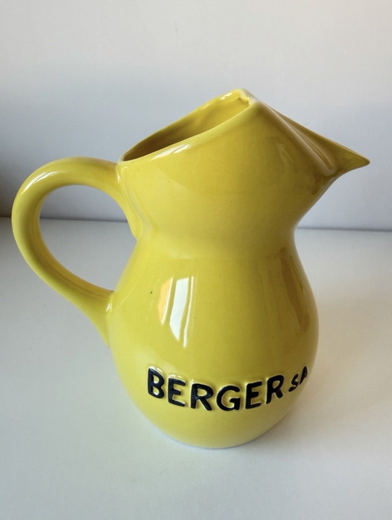 Brocca Pubblicitaria BERGER SA – Ceramica Gialla – Pastis – Anni '50/'60 – Bicchieri e caraffe (photo 2 of 6)