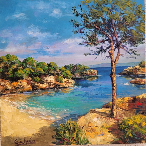 “Beach Landscape” Miguel A. Galván Mangas, f. XX - Valladolid, Spain