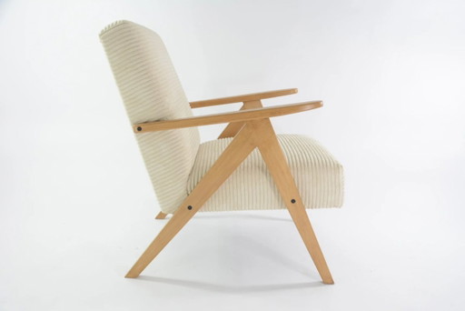 KOMPAS fauteuils in crèmekleurig corduroy