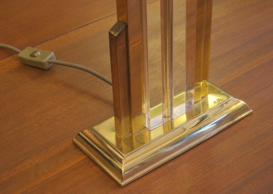 Image 1 of Lampada da tavolo Hollywood Regency Skyscraper in ottone e lucite, anni '70