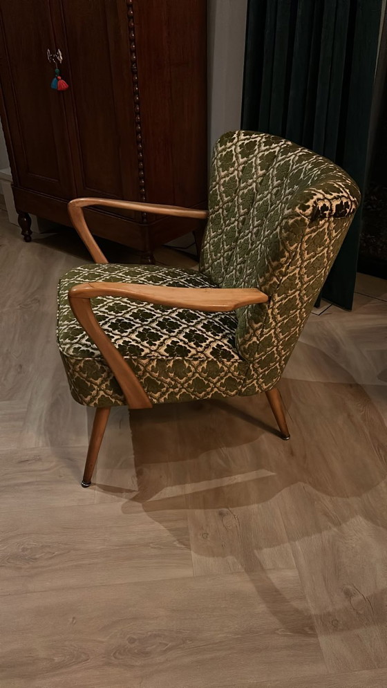 Ensemble de 2 fauteuils cocktail vintage années 60, Textile, Crème (photo 2 sur 6)
