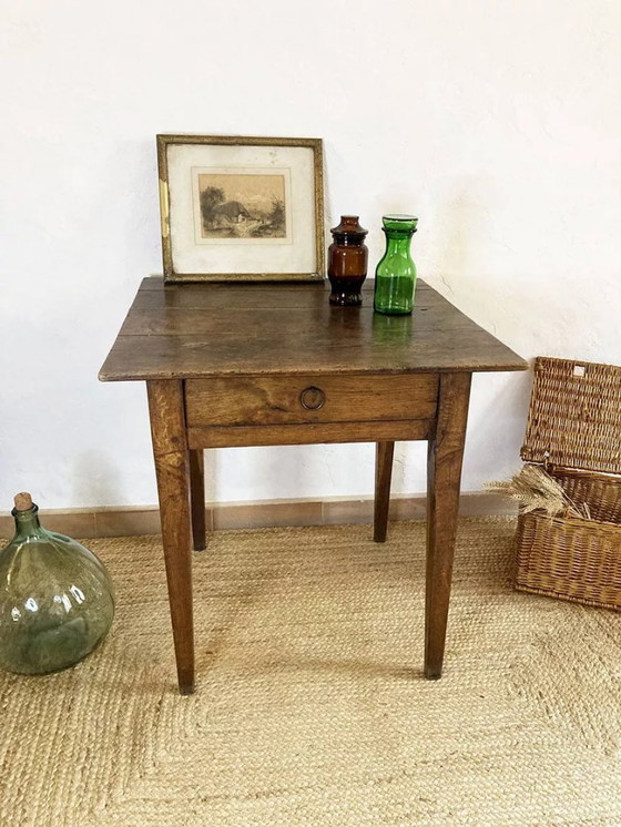 Image 1 of Table de ferme carrée en chêne massif