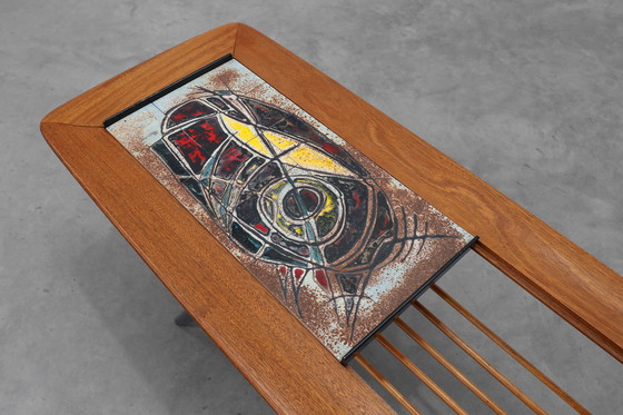 Image 1 of 2 Tavolini modello 210, legno di teak e ceramica, di Alfred Hendrickx, Belform