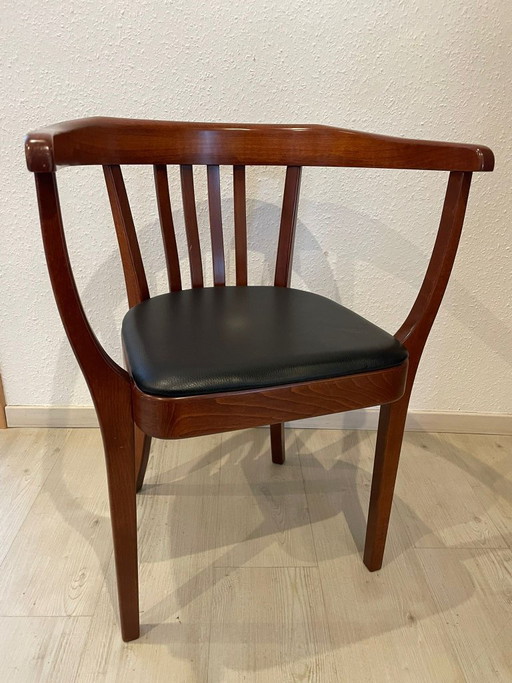 Juego de 4 sillones Stoelcker, modelo 3579, con cojines de piel. – kuipstoelen, Wood