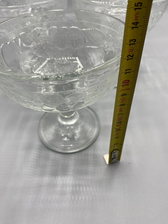 7 Coppe da dessert in vetro pressato, decoro frutta e fogliame – Bicchieri e caraffe, Klassiek (photo 7 of 7)