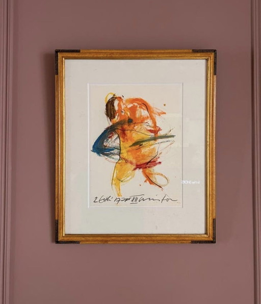 Set aus 2 originalen, signierten abstrakten Kunstwerken – Galeriequalität