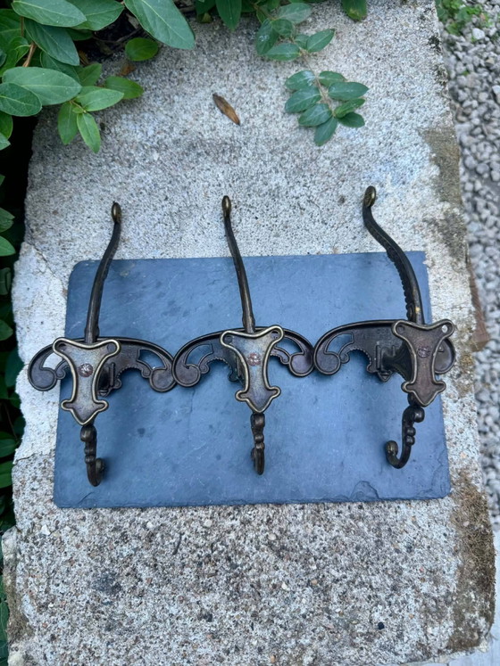 3 patères baroques en laiton massif – Portemanteaux, Brass, Barok (photo 2 of 8)