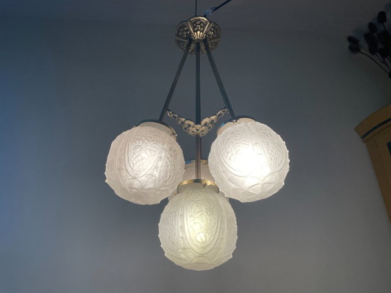 Image 1 of Ceiling lamp Hanging lamp Cherrier & Besnus art deco French