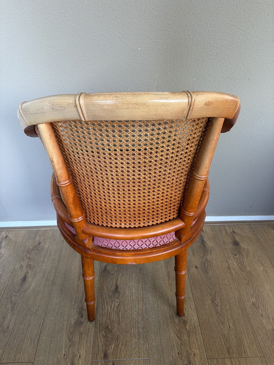 Image 1 of 4 vintage Giorgetti webbing faux bamboo dining chairs