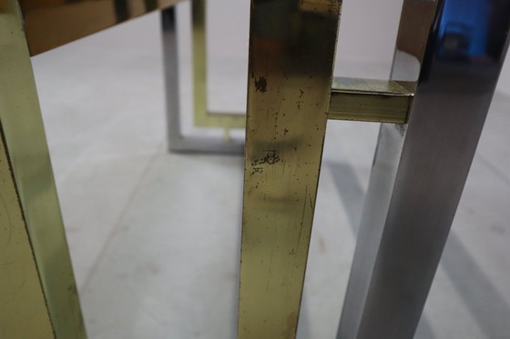 Image 1 of Table de salle à manger vintage en chrome et laiton de Zevi, Italie, années 1970