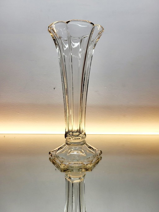 Val Saint Lambert Art deco Vase, Luxval Serie Modell Américain L, transparente Farbe, Belgien