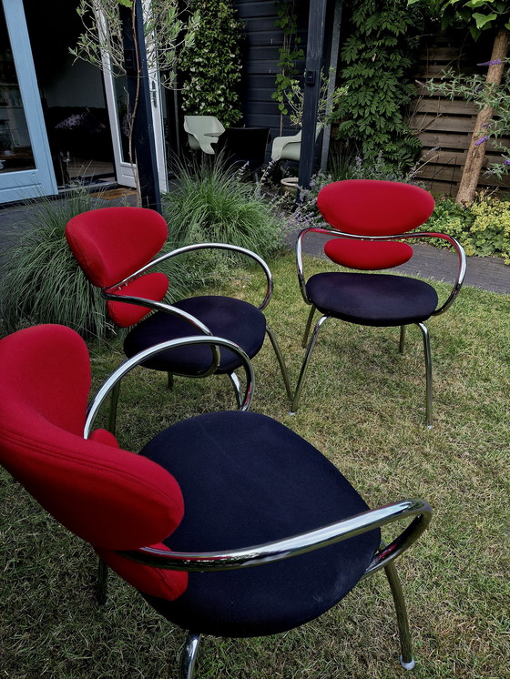 Image 1 of 4x Effezeta-Stühle in Rot und Schwarz