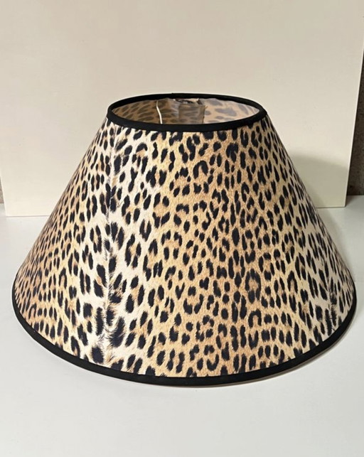 Vintage lampenkap met luipaardmotief - conische vorm - jaren 70/80