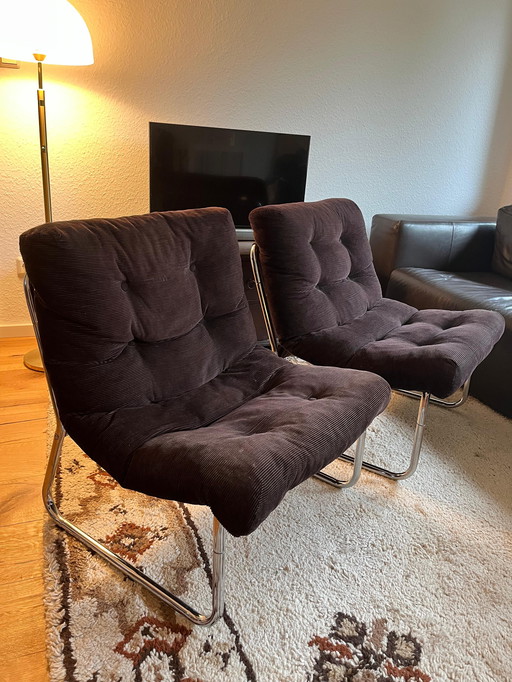 2x IKEA Pixi Lounge Chair de Gillis Lundgren - Mid Century Chrome